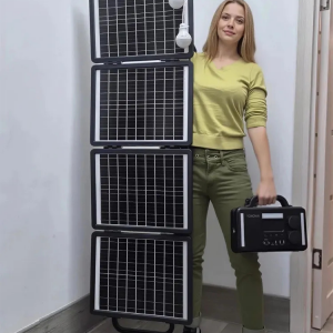 Солнечная электростанция ПроНАЗ Э-300Вт Bluetooth /220В/ Полный комплект / Солнечная панель 100W / Накопитель энергии блок управления + 2 лампы