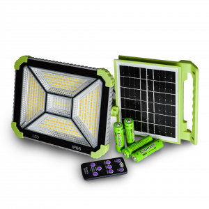 Прожектор переносной, автономный для фото/видео съемок, строительных работ / 5 режимов, с солнечной батареей, пультом управления и функцией Power bank