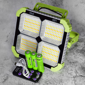Прожектор переносной, автономный для фото/видео съемок, строительных работ / 5 режимов, с солнечной батареей, пультом управления и функцией Power bank