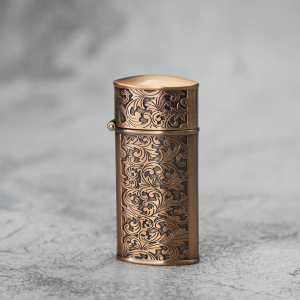 Бензиновая винтажная ретро зажигалка с орнаментом акант (темная медь) + кремний фитиль в наборе